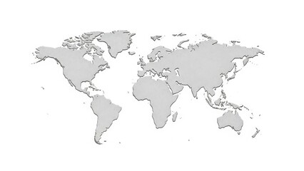 A detailed gray world map illustration on a plain background from a directly overhead viewpoint