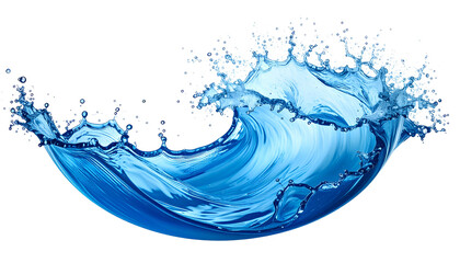Obraz premium A dynamic, swirling wave of translucent blue water against a stark black background