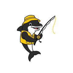 Funny cartoon bee character holding a broom in a playful vector illustration style