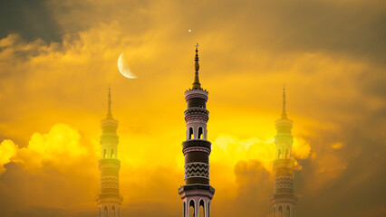 Masjid dome islam moon star night isra miraj namaz sunset background mubaruk greeting islam ramadan element masjid aqsa hajj kaaba umrah eid arabian religion islamic arab muslim greeting miraj kaaba.