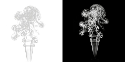 A creative artistic representation of smoke forming humanoid shapes on a black background