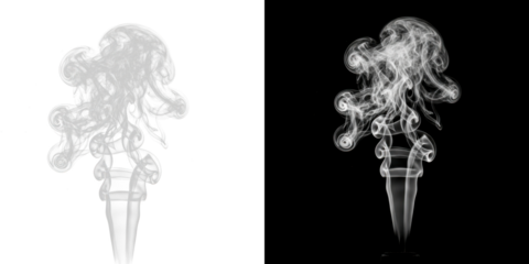 A creative artistic representation of smoke forming humanoid shapes on a black background