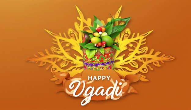 Happy Ugadi festival gudi padwa Vector