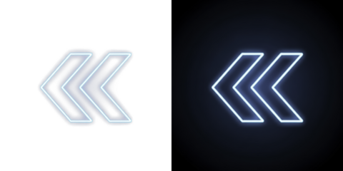 A glowing neon arrow sign on a dark background with a futuristic design