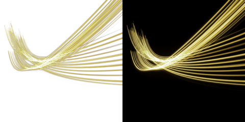 A stunning visual representation of golden light trails on a black background