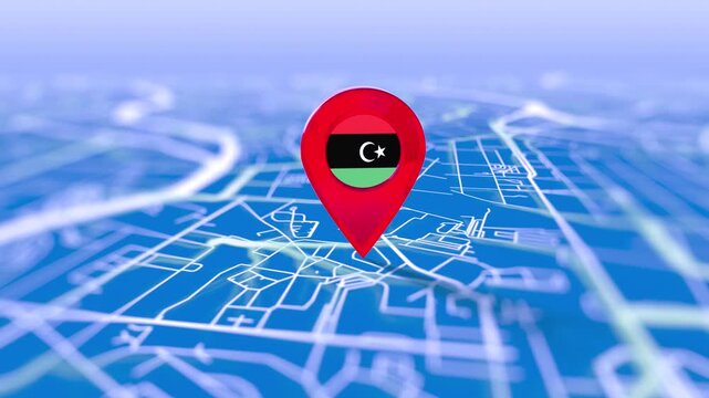 Libya Flag Pin Location On Digital Map Revealing By Cloth
