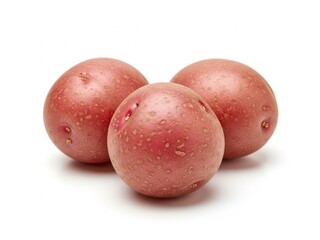 Three red potatoes isolated on white background