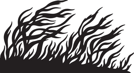 Black flames rising on a white background illustration design