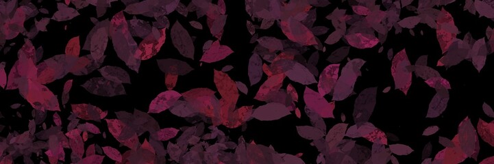 Fototapeta premium Pink and purple abstract leaves with gold outlines on a dark background, a luxurious seamless pattern for feminine designs.