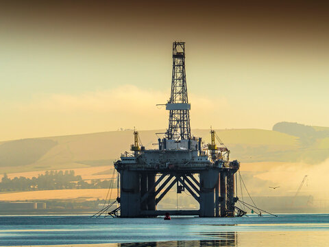 Offshore drilling rig operating in Cromarty Firth Scotland