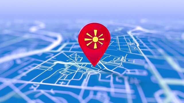 Macedonia Flag Pin Location On Digital Map Revealing By Cloth