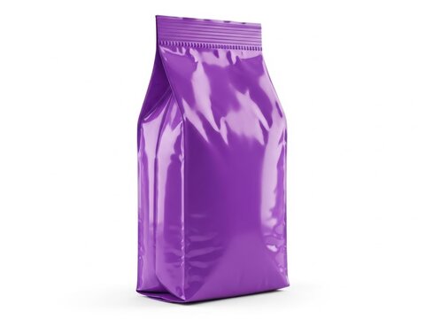 Purple packaging bag isolated on white background