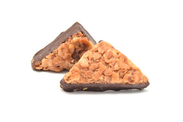 Cereal pastry in chocolate triangle shape traditional italian dessert