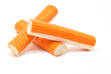 surimi sticks in group isolated on white