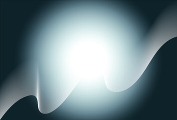 Abstract blue gradient background with smooth white digital waves and central glow