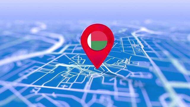 Madagascar Flag Pin Location On Digital Map Revealing By Cloth
