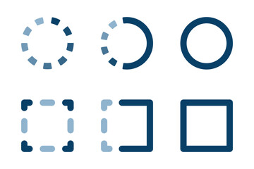 未着手から完了までを示す進捗アイコンセット