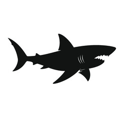Silhouette of Swimming Shark Vector Illustration