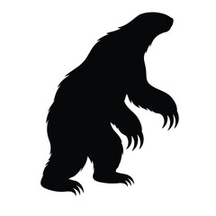 Silhouette of standing bear with claws visible