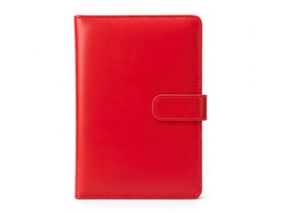 Red leather notebook cover isolated on white background