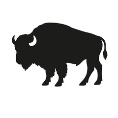 Silhouette of standing bison animal