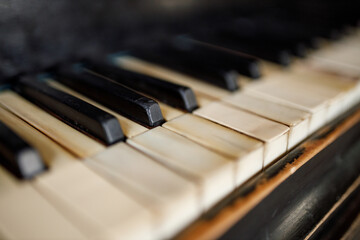 Worn Piano Keys on Antique Grand Piano