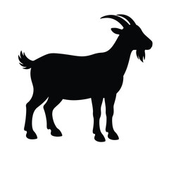 Silhouette of Standing Goat Animal Side View