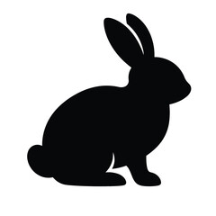 Black silhouette of sitting rabbit animal