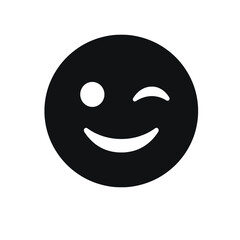 Fototapeta premium Winking smiley face emoji icon