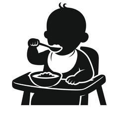 Baby Feeding in High Chair Silhouette