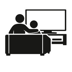 Two People Sitting on Couch Watching Television