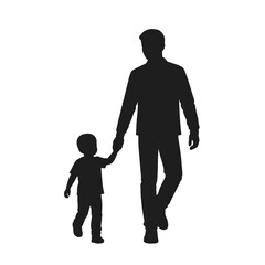 Silhouette of man walking with child holding hands