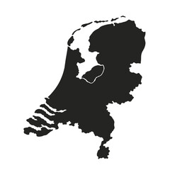 Silhouette map of the Netherlands in black