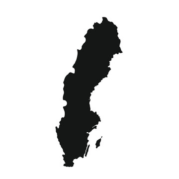 Black silhouette map of Sweden outline