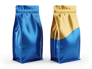 Two colored packaging bags isolated on white background