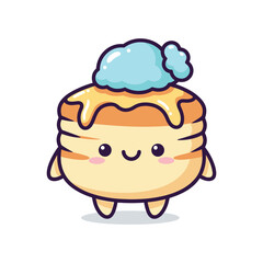 Adorable Cartoon Pancake Character with Ice Cream