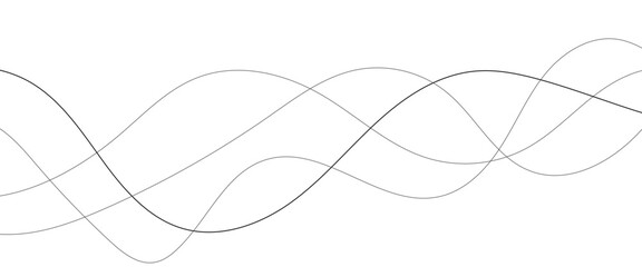 Abstract black lines wave curve motion on white background. Thin wavy line abstract background wave line horizontal divider outline minimalist background.