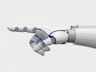 Robot hand pointing, isolated on white background