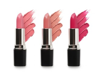 Three lipstick tubes isolated on white background