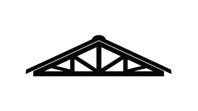 Simple black silhouette of a roof truss with triangular structure and supporting beams against a white background