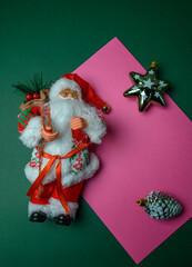 New Year Composition on Green Background