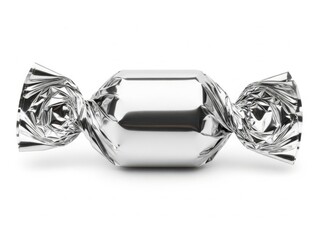 Shiny metal cylinder wrapped in foil, isolated on white background