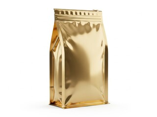 Gold foil stand-up pouch isolated on white background