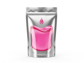 Pink liquid pouch isolated on white background