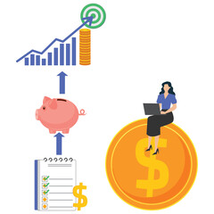 Businesswoman achieving financial success with smart budgeting and investment strategy