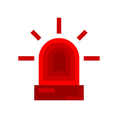 Red siren light rays icon flat vector design