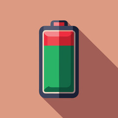 Battery level indicator in a modern flat design with green and red sections