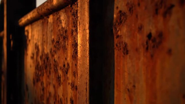 Weathered rusty metal surface with natural texture for an aged abstract background or industrial design concept video