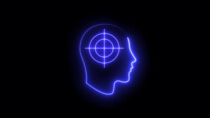 glowing neon Headhunting icon animation for human resource management, recruitment, hiring, search, target person, finding skill candidate or employee, hunting job or employment, vacancy
