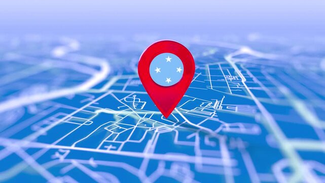 Micronesia Flag Pin Location On Digital Map Revealing By Cloth